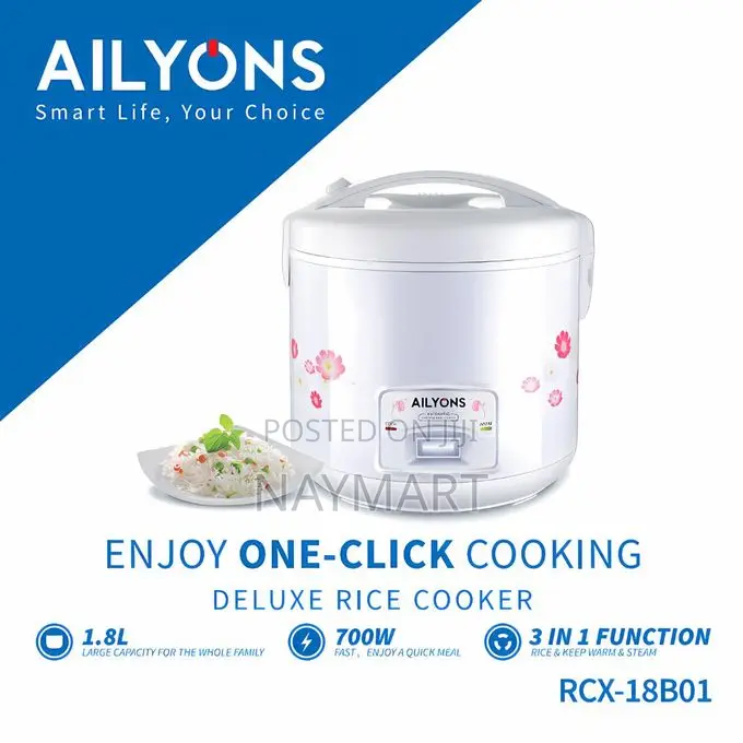 AILYONS RCX-18B01 Deluxe 1.8L Electric Rice Cooker 3 in 1 - White