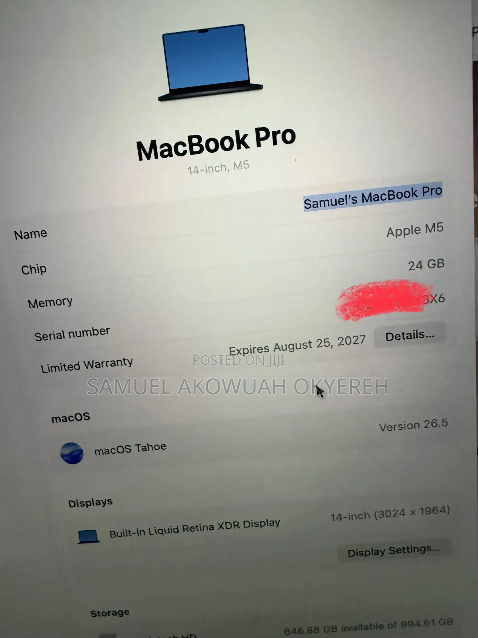 Laptop Apple MacBook Pro 24GB Apple M5 SSD 1T