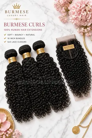 Burmese Curls – 16” 3 Bundles + 16” 5×5 Closure