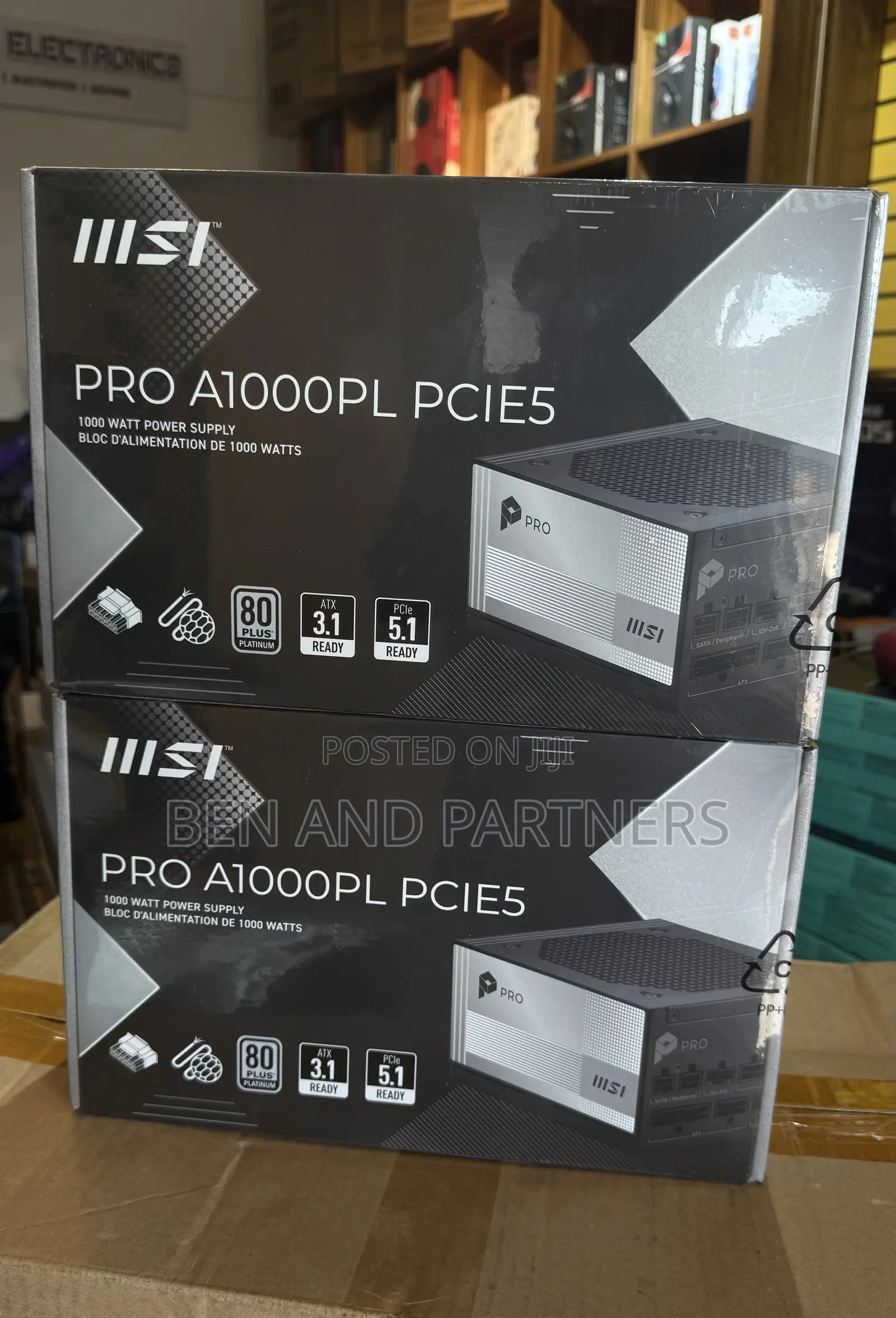 MSI PRO A1000PL PCIE5, 1000W Gaming Power Supply, 80+ Platinum