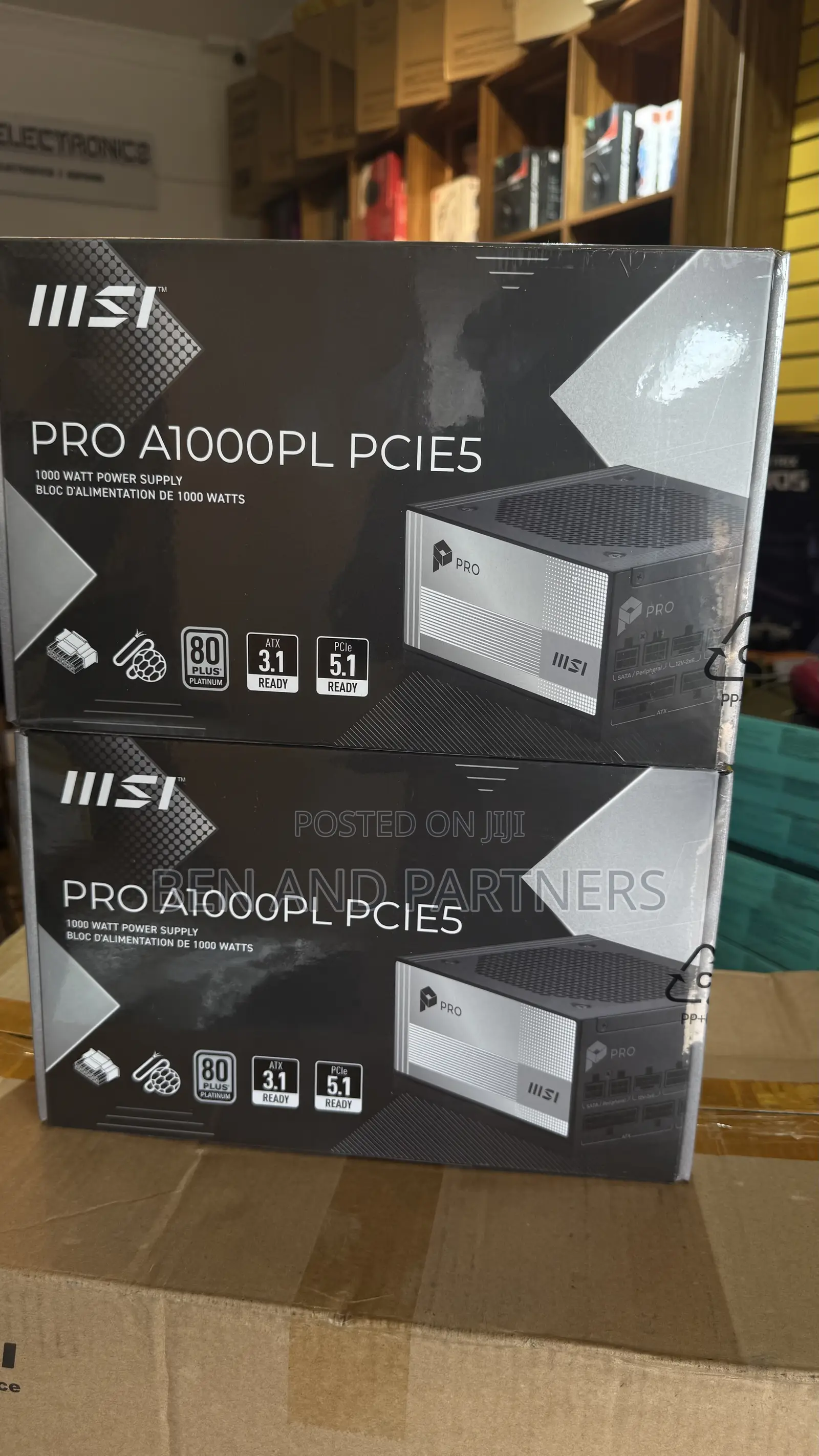 MSI PRO A1000PL PCIE5, 1000W Gaming Power Supply, 80+ Platinum