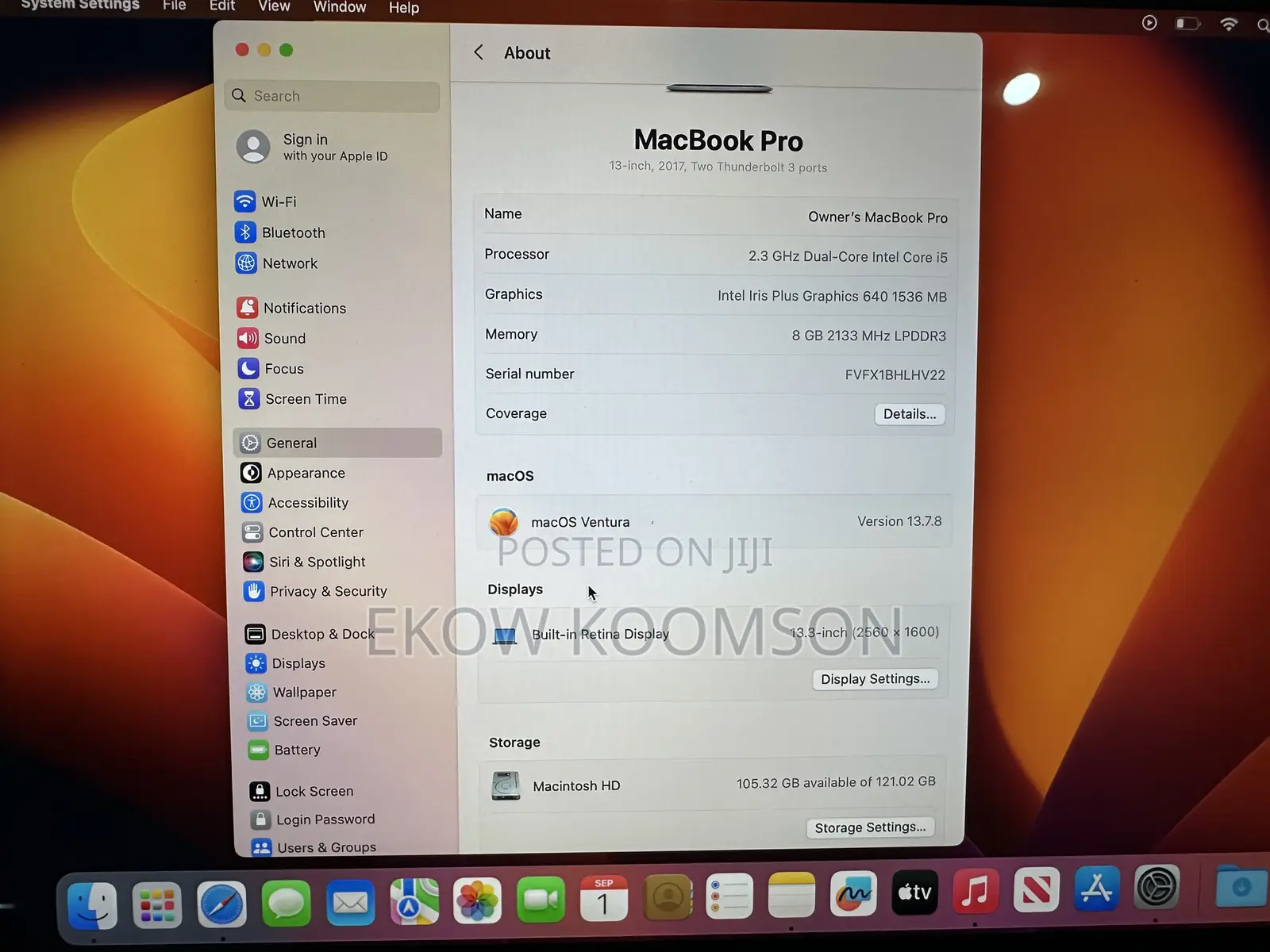 Laptop Apple MacBook Pro 2017 8GB Intel Core i5 SSD 128GB