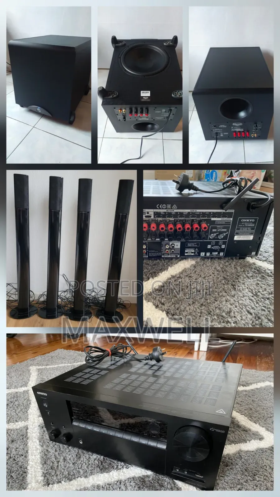 Onkyo Avr, Klipsch Subwoofer, Harman Kardon Surround Speakers