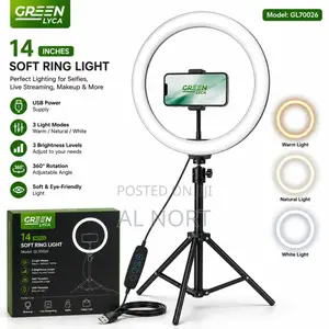 Green Lyca GL70026 14-Inch Soft Ring Light – USB Powered – 3 Modes