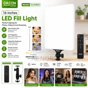 Green Lyca 19-Inch LED Fill Light – Adjustable CCT Brightness