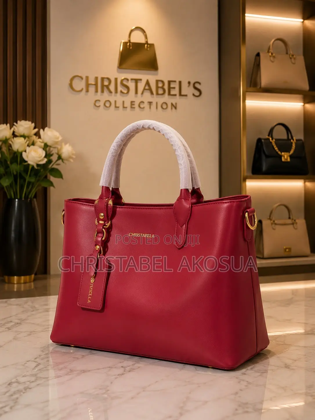Premium Red Structured Handbag – New Ladies Designer-Style Bag