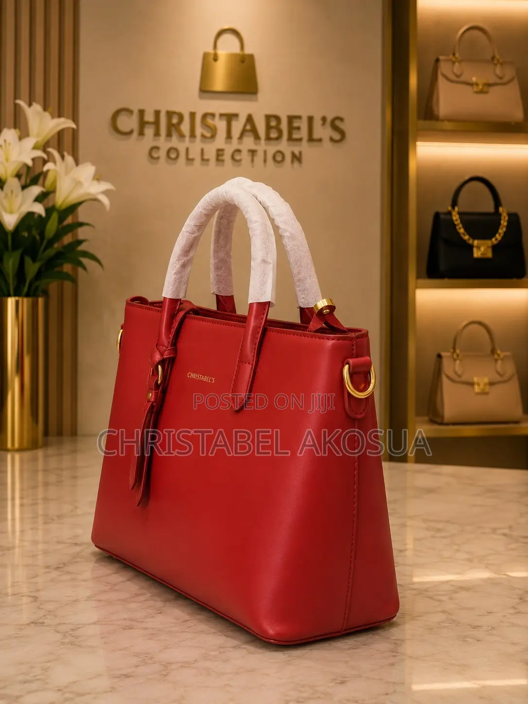 Premium Red Structured Handbag – New Ladies Designer-Style Bag