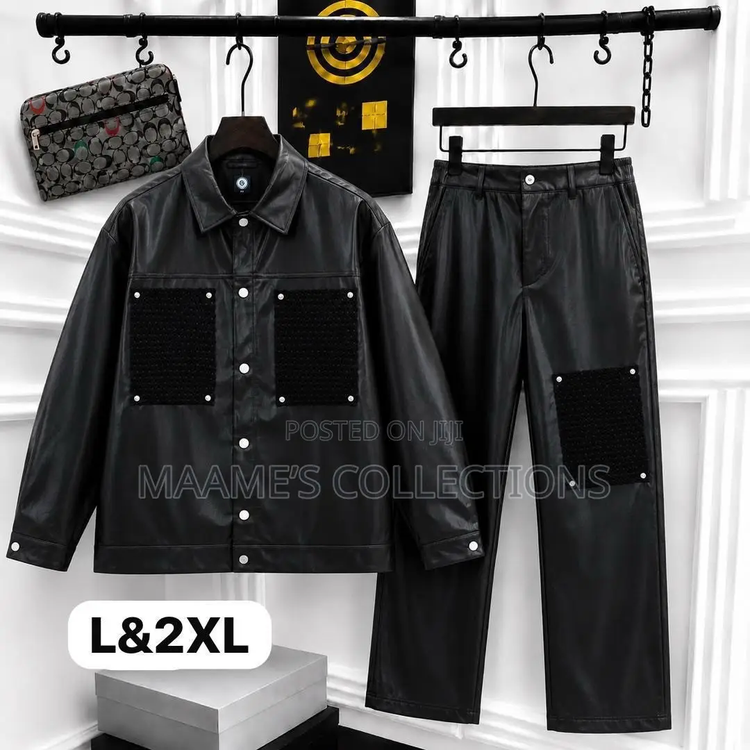 Men’s Leather Jacket Top Down Co-Ord 2 Piece - Set.