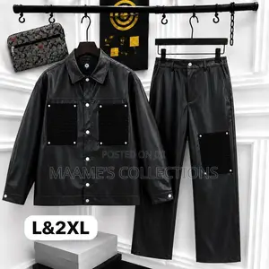 Men’s Leather Jacket Top Down Co-Ord 2 Piece - Set.