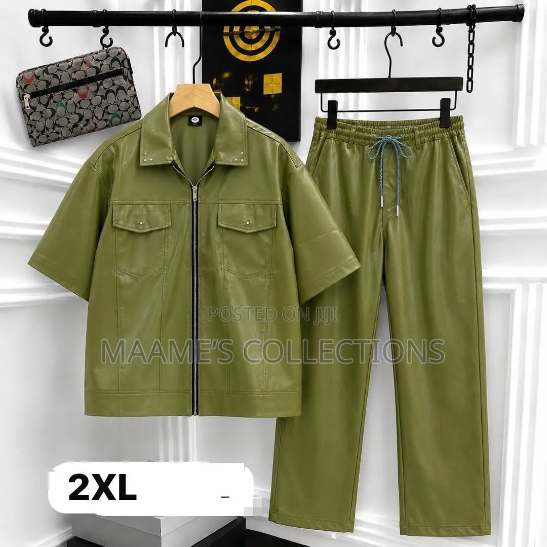 Men’s Leather Jacket Top Down Co-Ord 2 Piece - Set.