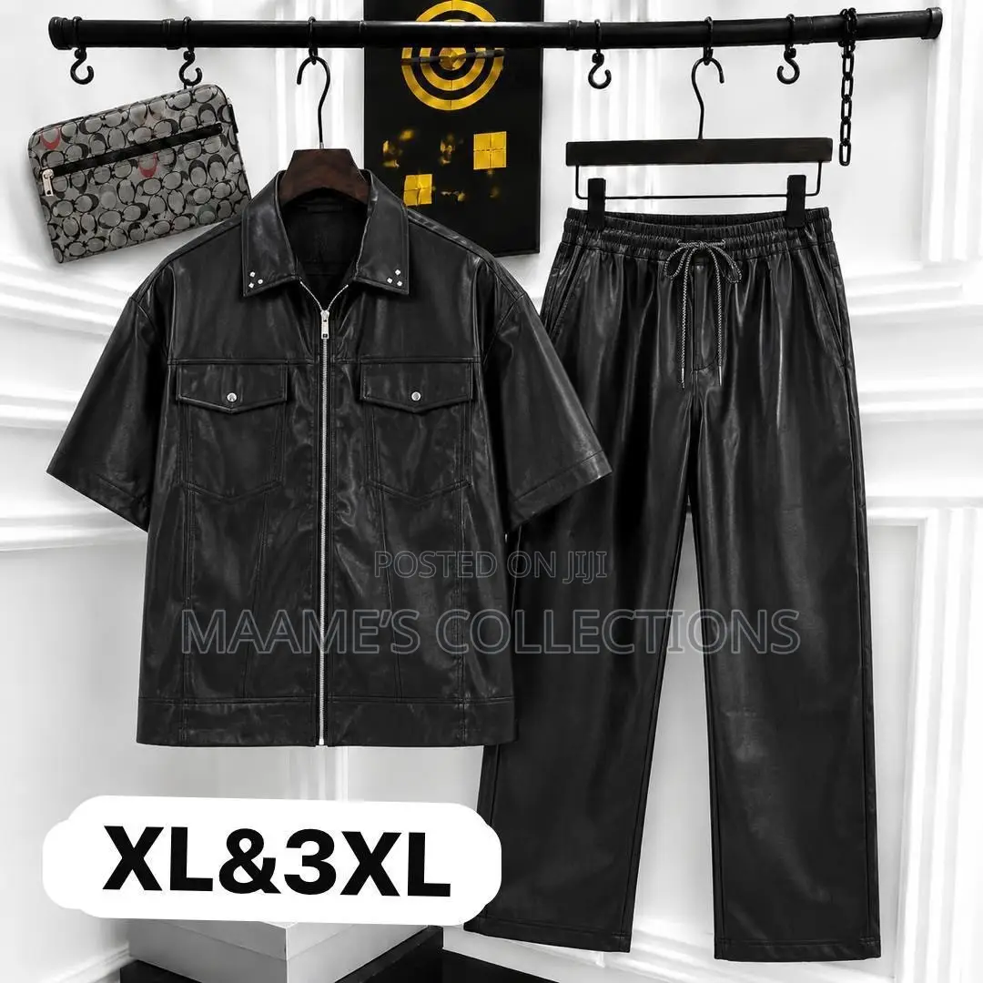 Men’s Leather Jacket Top Down Co-Ord 2 Piece - Set.