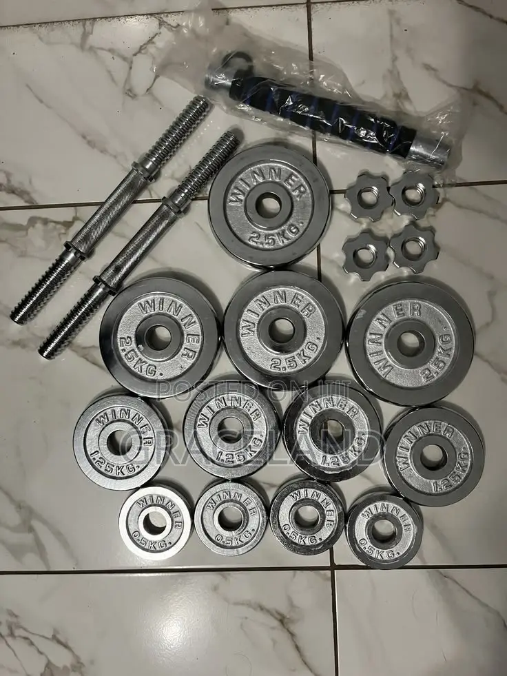 Original Heavy Weighted Chrome Dumbbell and Barbells 50 Kilogram