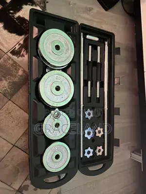 Original Heavy Weighted Chrome Dumbbell and Barbells 50 Kilogram