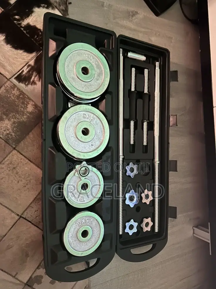 Original Heavy Weighted Chrome Dumbbell and Barbells 50 Kilogram