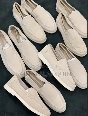 Collection F Light Beige or Sand-Colored Suede Slip-on Casual Loafers