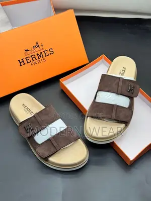 Hermès  Suede Adjustable Double-Strap Slide Sandals