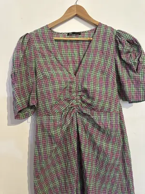 Green & Purple Plaid Mini Dress From Zara