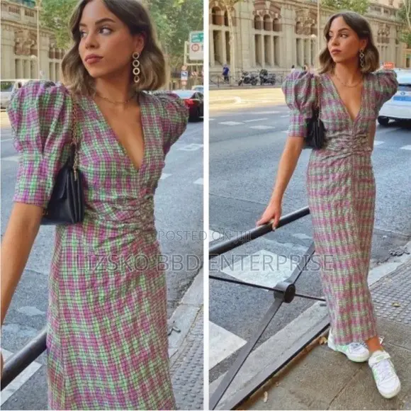 Green & Purple Plaid Mini Dress From Zara