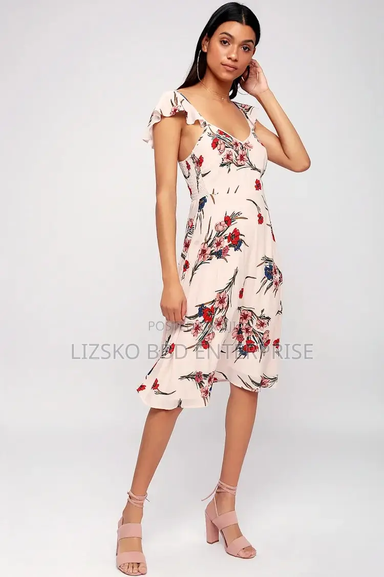 Lovely Blush-Pink Midi Dress