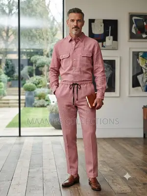 Linen Long Sleeve Top and Down Trousers Co-Ord Set