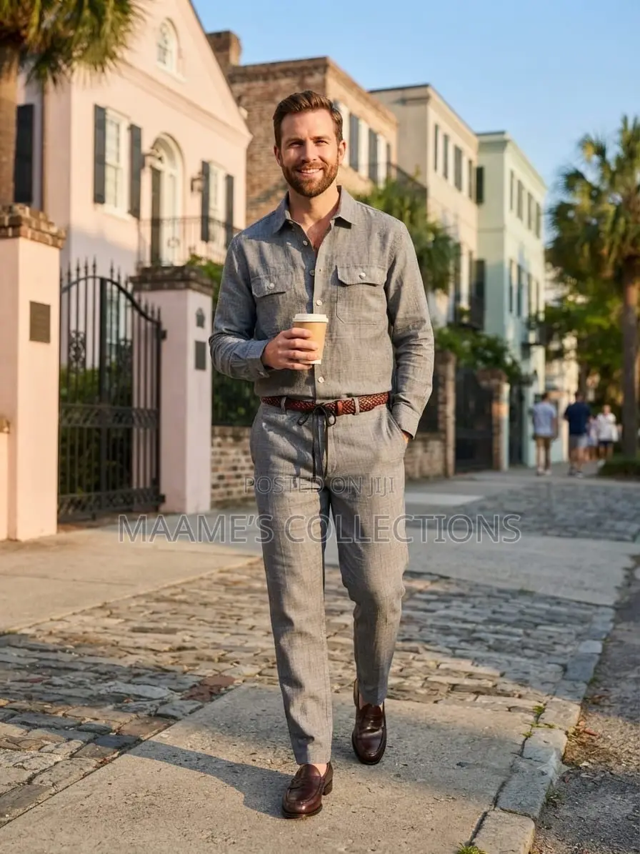 Linen Long Sleeve Top and Down Trousers Co-Ord Set