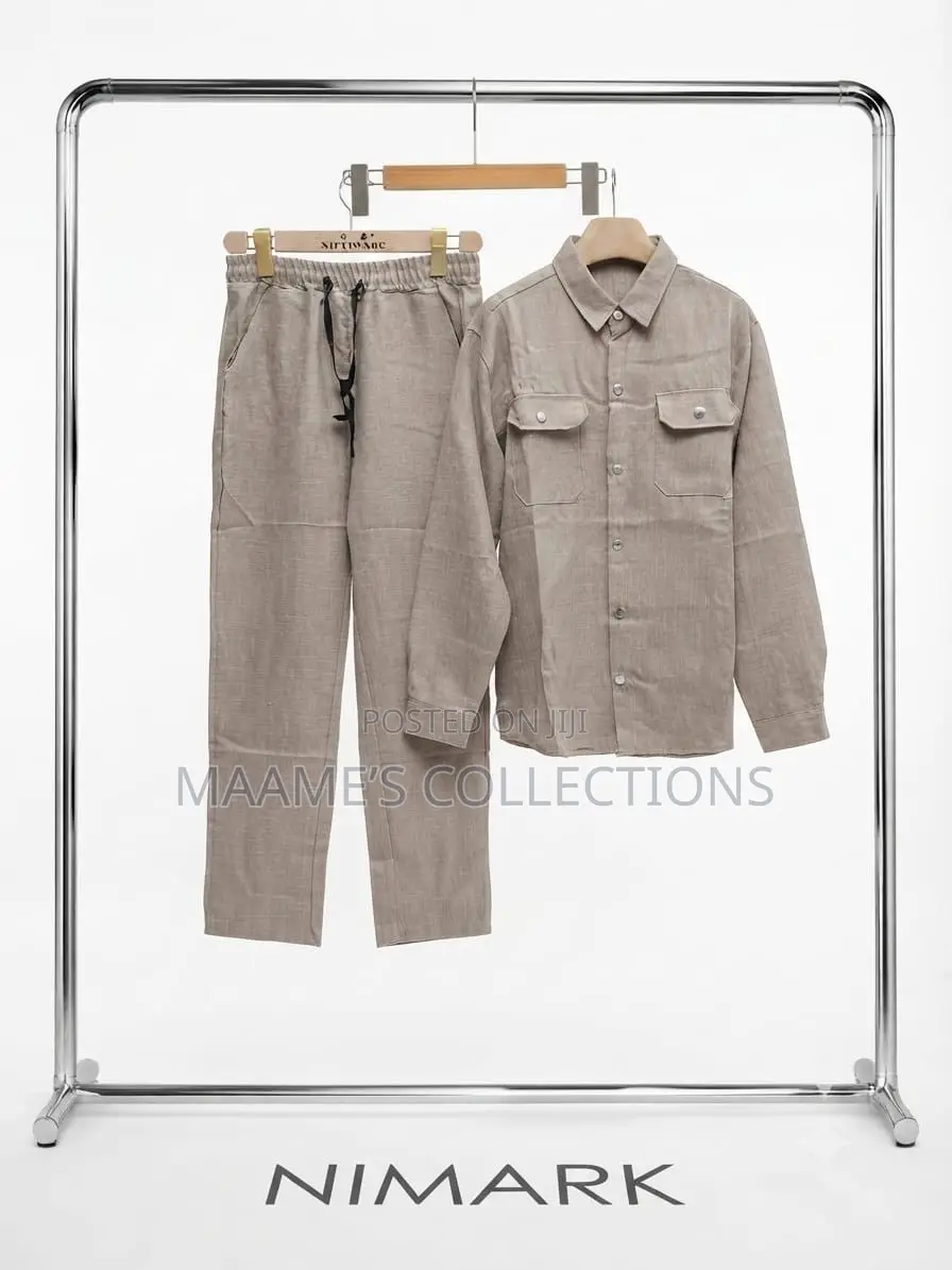 Linen Long Sleeve Top and Down Trousers Co-Ord Set