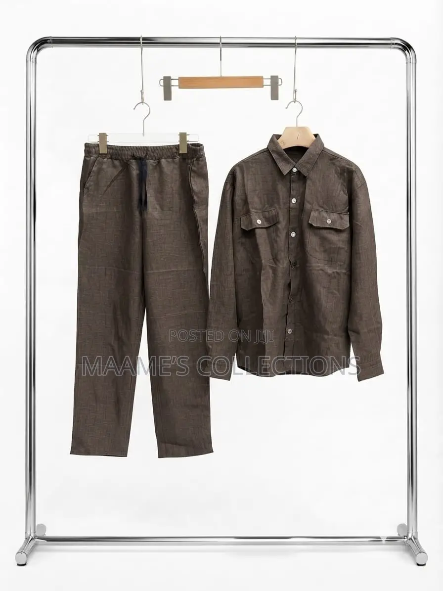 Linen Long Sleeve Top and Down Trousers Co-Ord Set