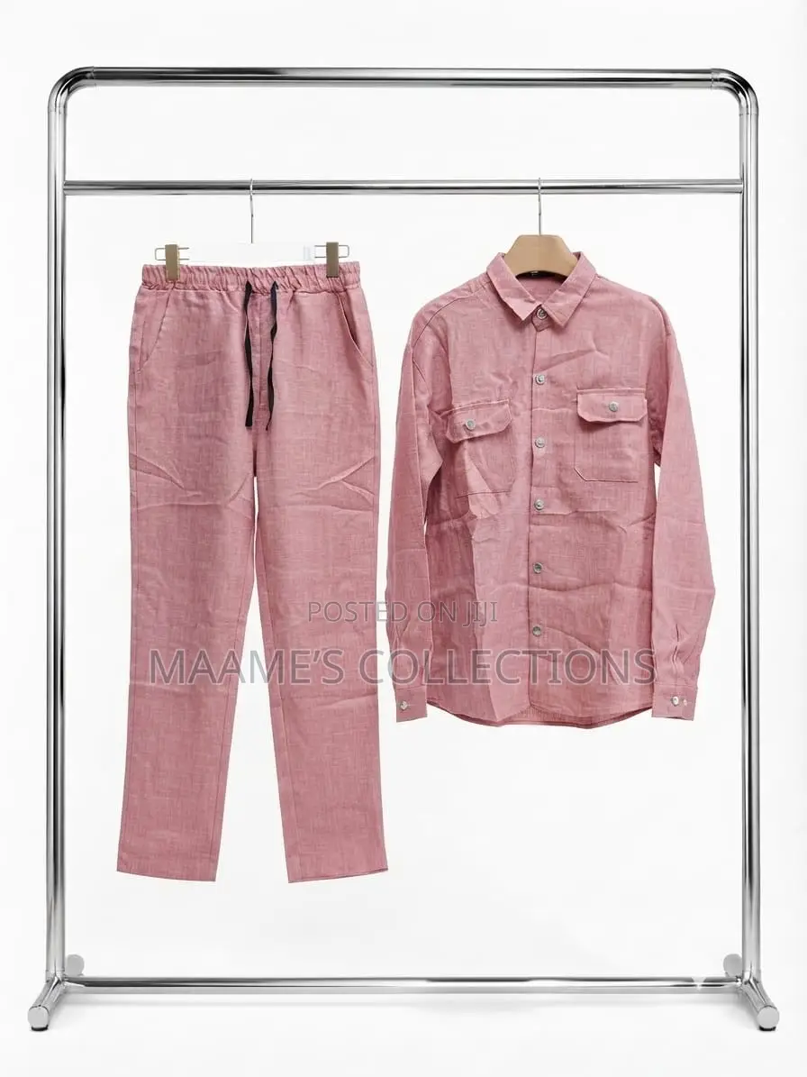 Linen Long Sleeve Top and Down Trousers Co-Ord Set