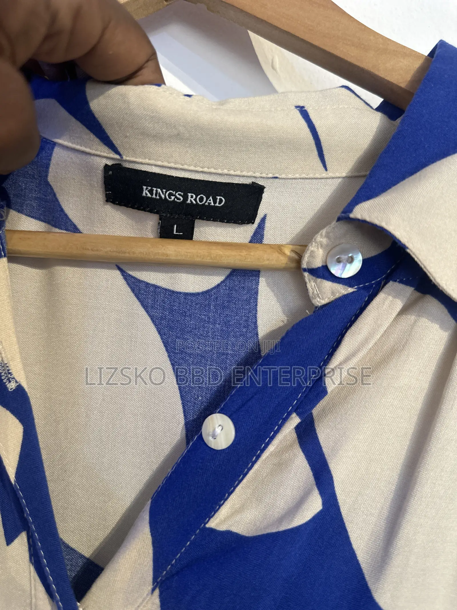 Blue and Cream Leaf Pattern Dress