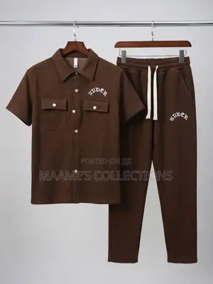 Men’s Short-Sleeve Shirt and Matching Long Pants Co-Ord Set