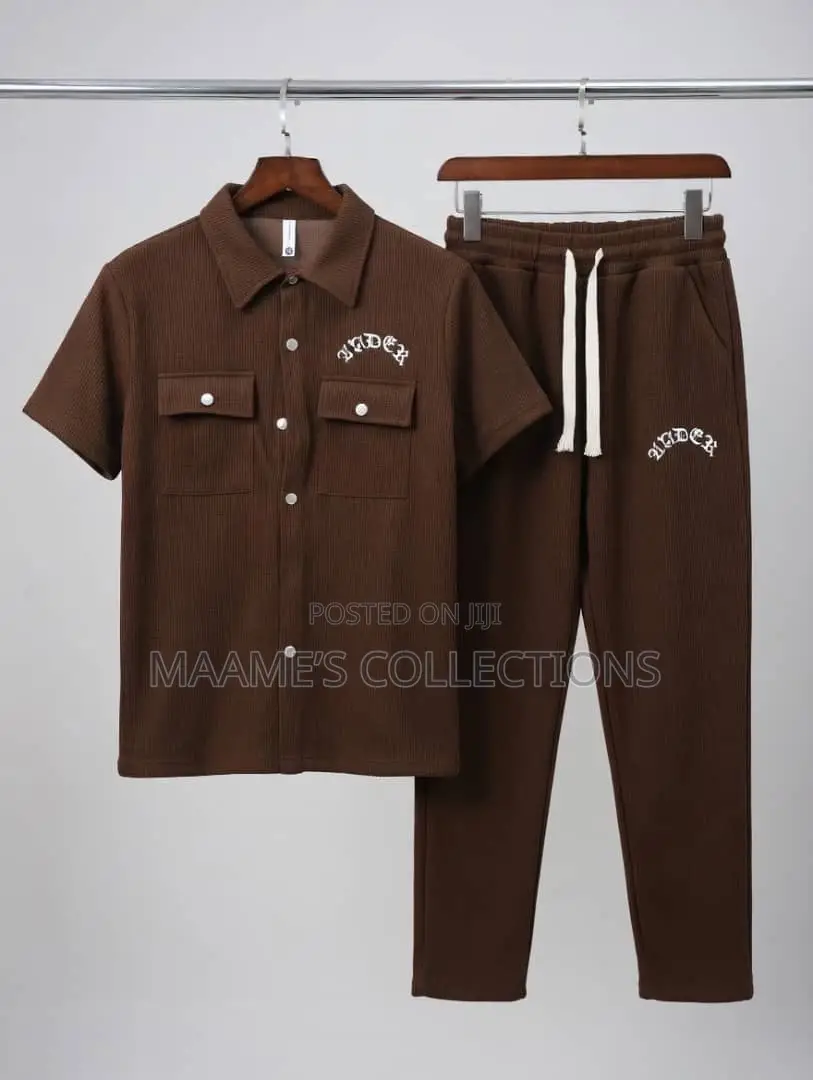 Men’s Short-Sleeve Shirt and Matching Long Pants Co-Ord Set
