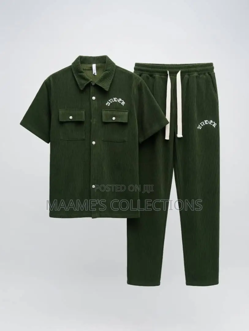 Men’s Short-Sleeve Shirt and Matching Long Pants Co-Ord Set