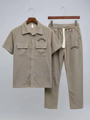 Men’s Short-Sleeve Shirt and Matching Long Pants Co-Ord Set