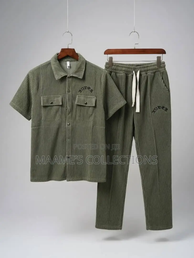 Men’s Short-Sleeve Shirt and Matching Long Pants Co-Ord Set