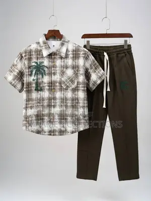 Men’s Short-Sleeve Shirt and Matching Long Pants Co-Ord Set