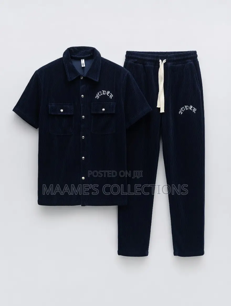 Men’s Short-Sleeve Shirt and Matching Long Pants Co-Ord Set