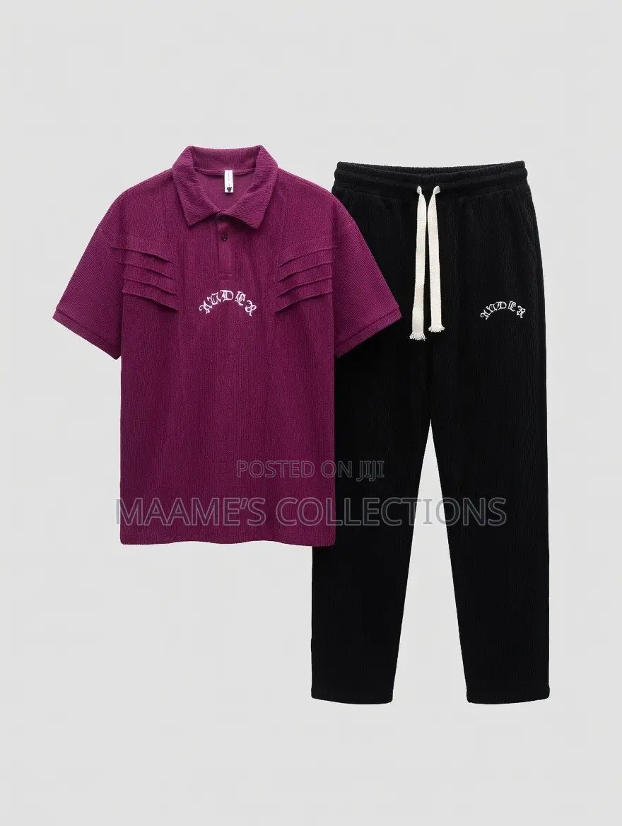 Men’s Short-Sleeve Shirt and Matching Long Pants Co-Ord Set
