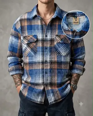 Men’s Plaid Flannel Double - Pocket Long-Sleeve Shirt
