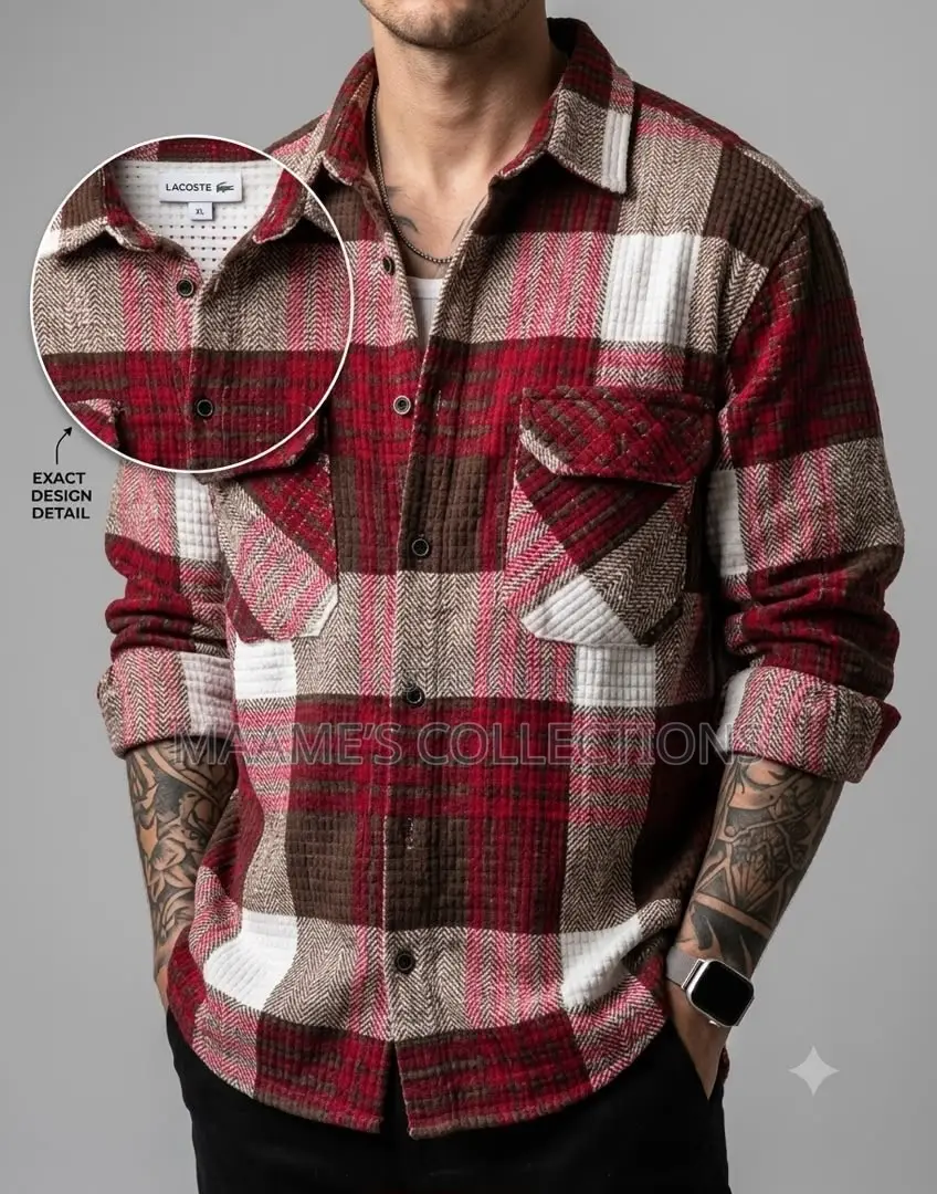 Men’s Plaid Flannel Double - Pocket Long-Sleeve Shirt