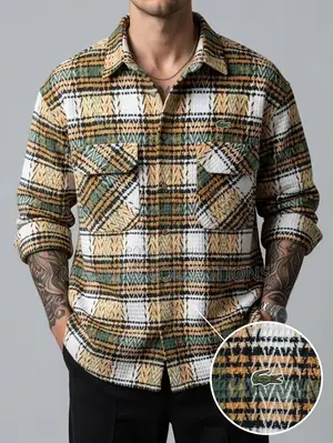 Men’s Plaid Flannel Double - Pocket Long-Sleeve Shirt