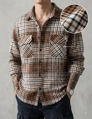 Men’s Plaid Flannel Double - Pocket Long-Sleeve Shirt