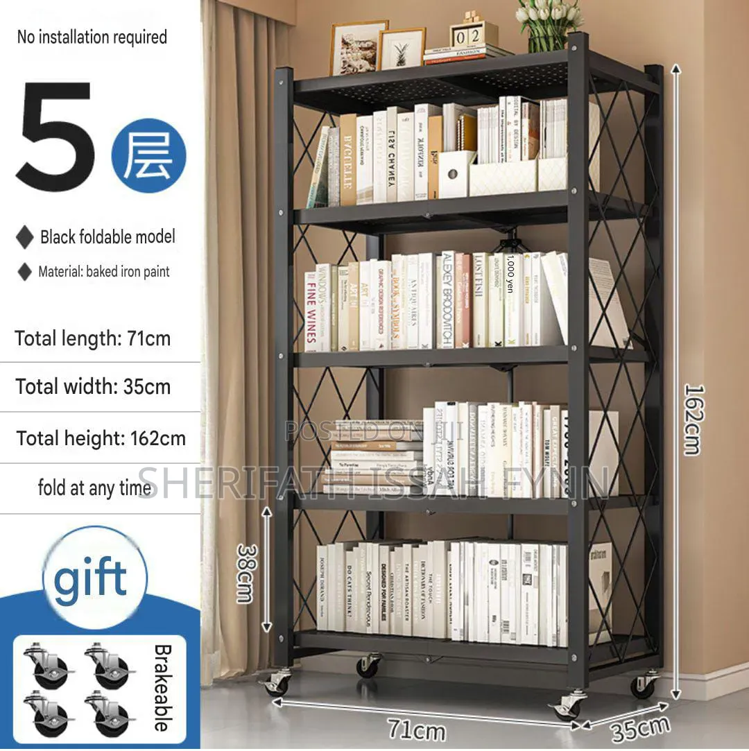 Original 5 Tier Foldable Storage Shelf With Wheels