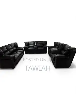 Black Leather Sofas Set