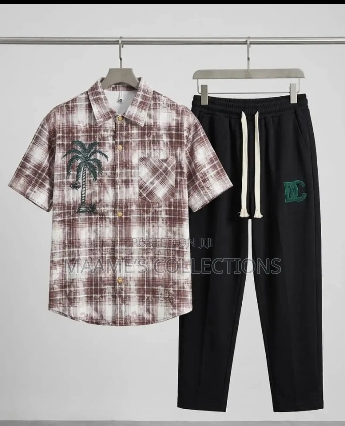 Men’s Short-Sleeve Shirt and Matching Long Pants Co-Ord Set