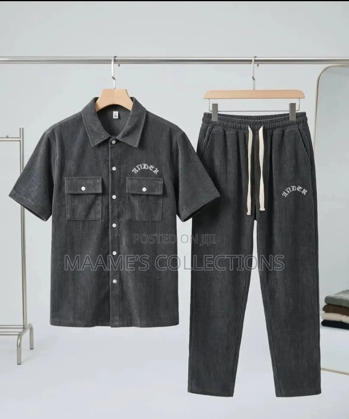 Men’s Short-Sleeve Shirt and Matching Long Pants Co-Ord Set