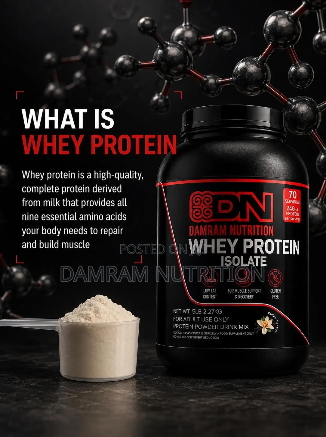 Damram Nutrition Whey Protein Isolate 5lb