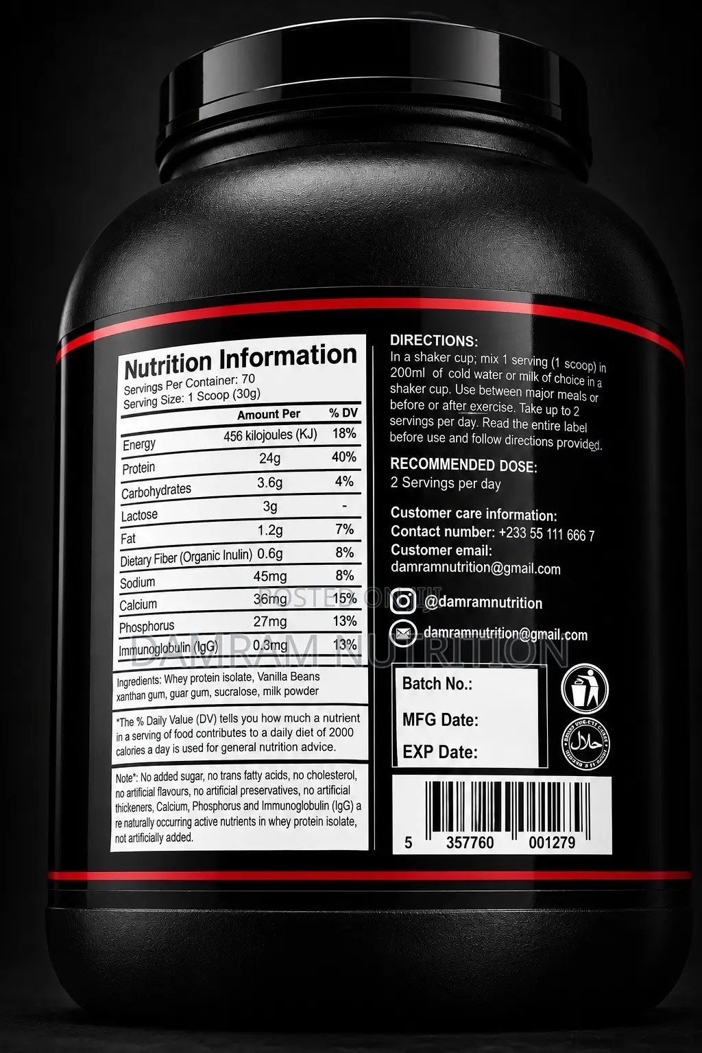 Damram Nutrition Whey Protein Isolate 5lb
