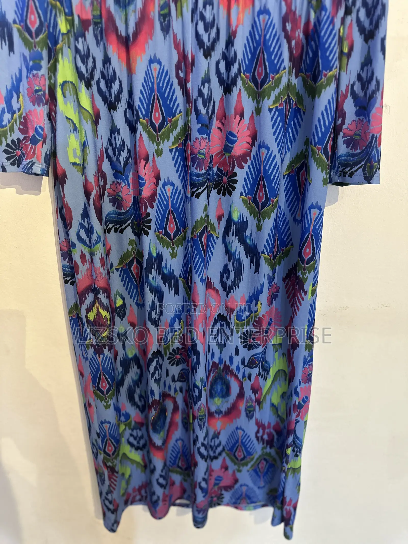 Blue Long-Sleeve Midi Dress From Gallery