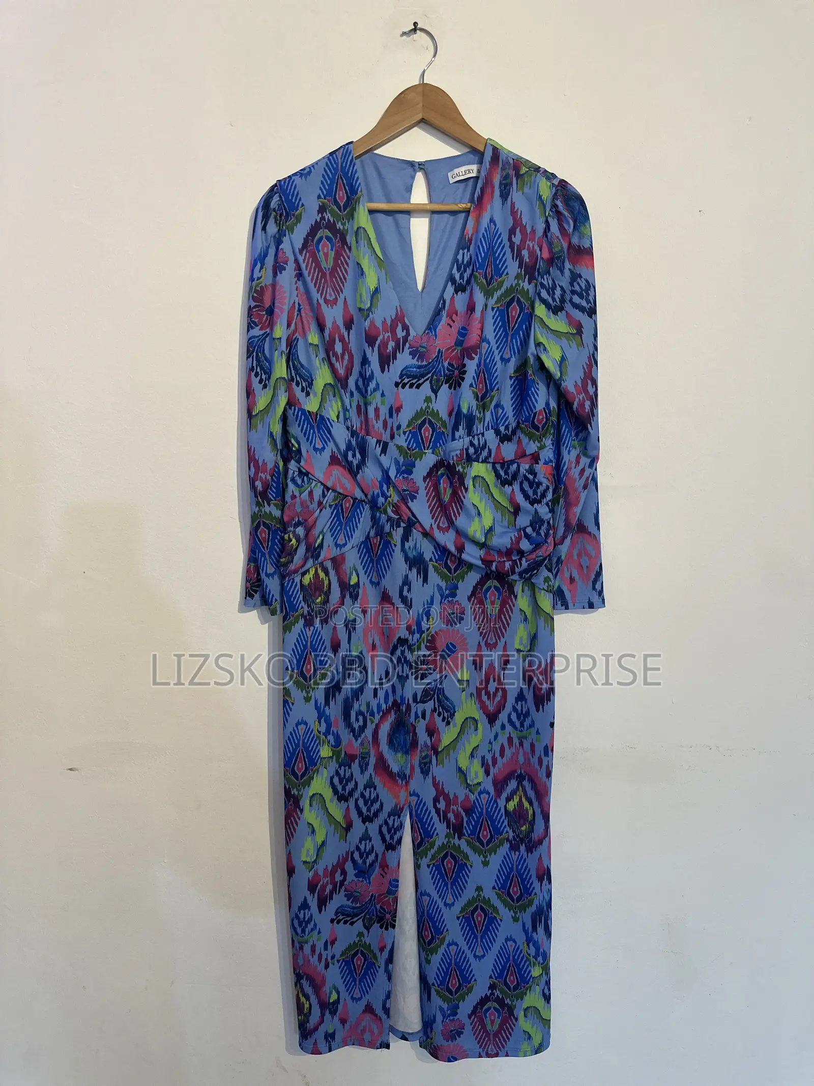 Blue Long-Sleeve Midi Dress From Gallery