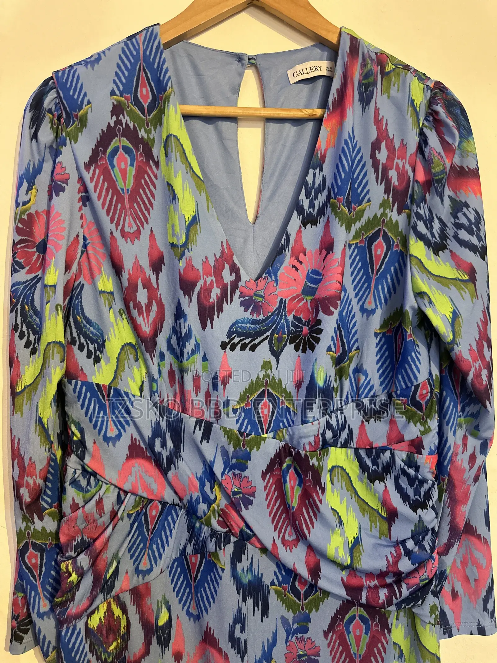 Blue Long-Sleeve Midi Dress From Gallery